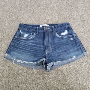 High-Waisted Dark Wash Hollister Jean Shorts